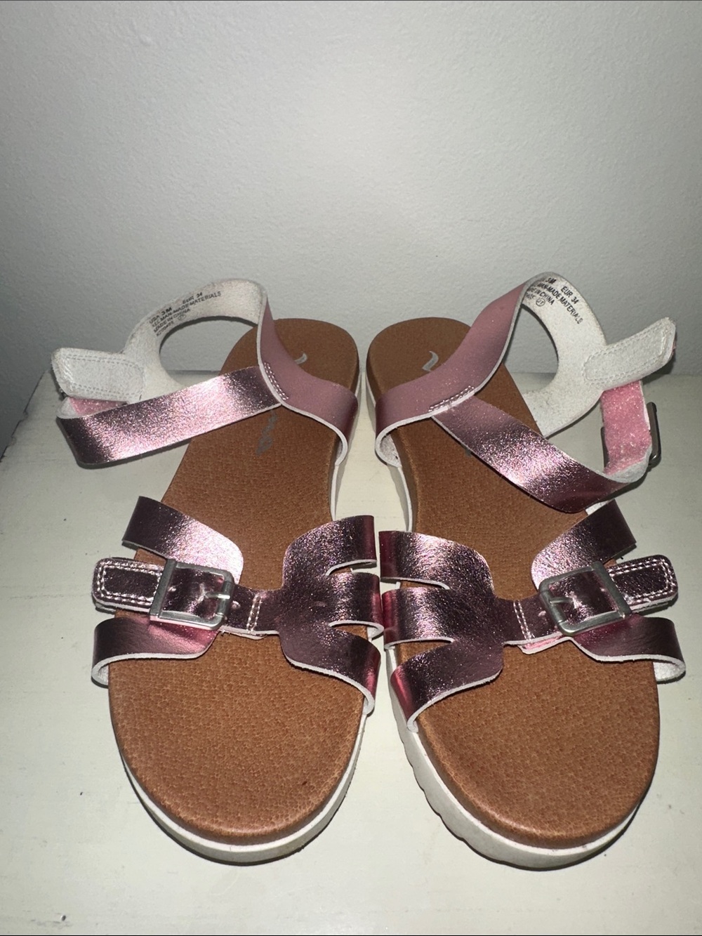 Nina Metallic Pink Adjustable Buckle Sandals